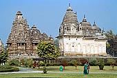 Khajuraho - the new Pratapeshvara Temple just to the south of the Vishvanath temple (left)